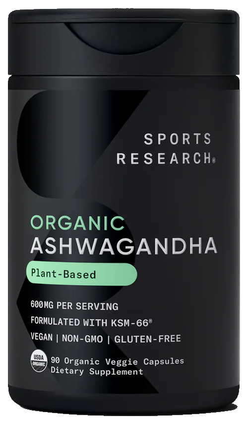 Sports Research Organic Ashwagandha KSM-66 600mg bottle