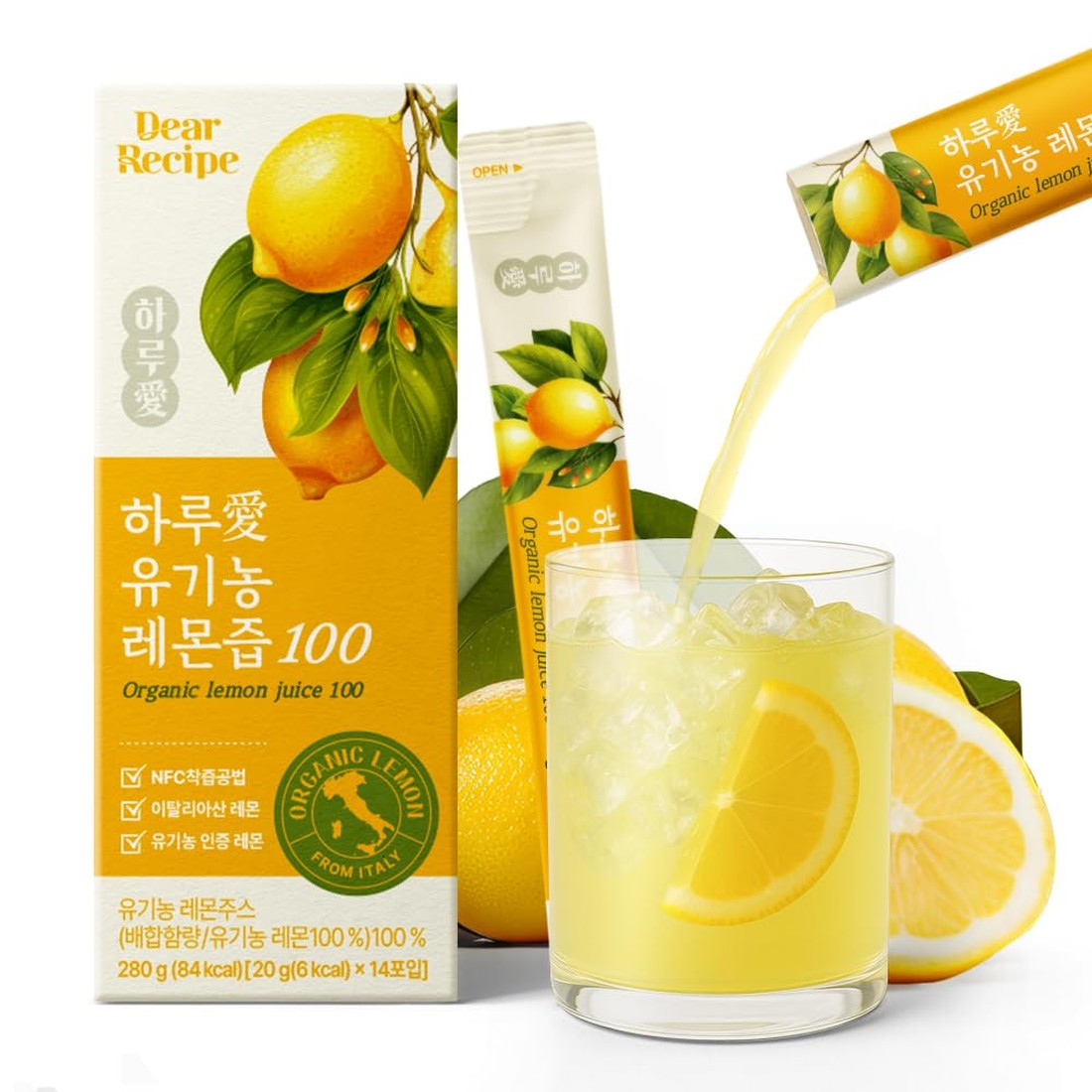 Dear Recipe Organic Lemon Juice 100 NFC lemon juice sticks